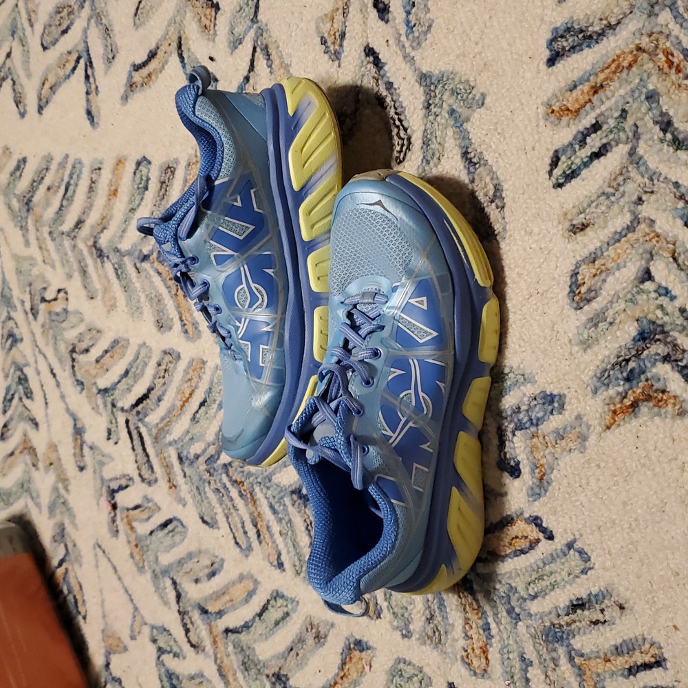 Hoka One One Blue Yellow Running Shoes | Size 7.5 - Picture 3 of 8